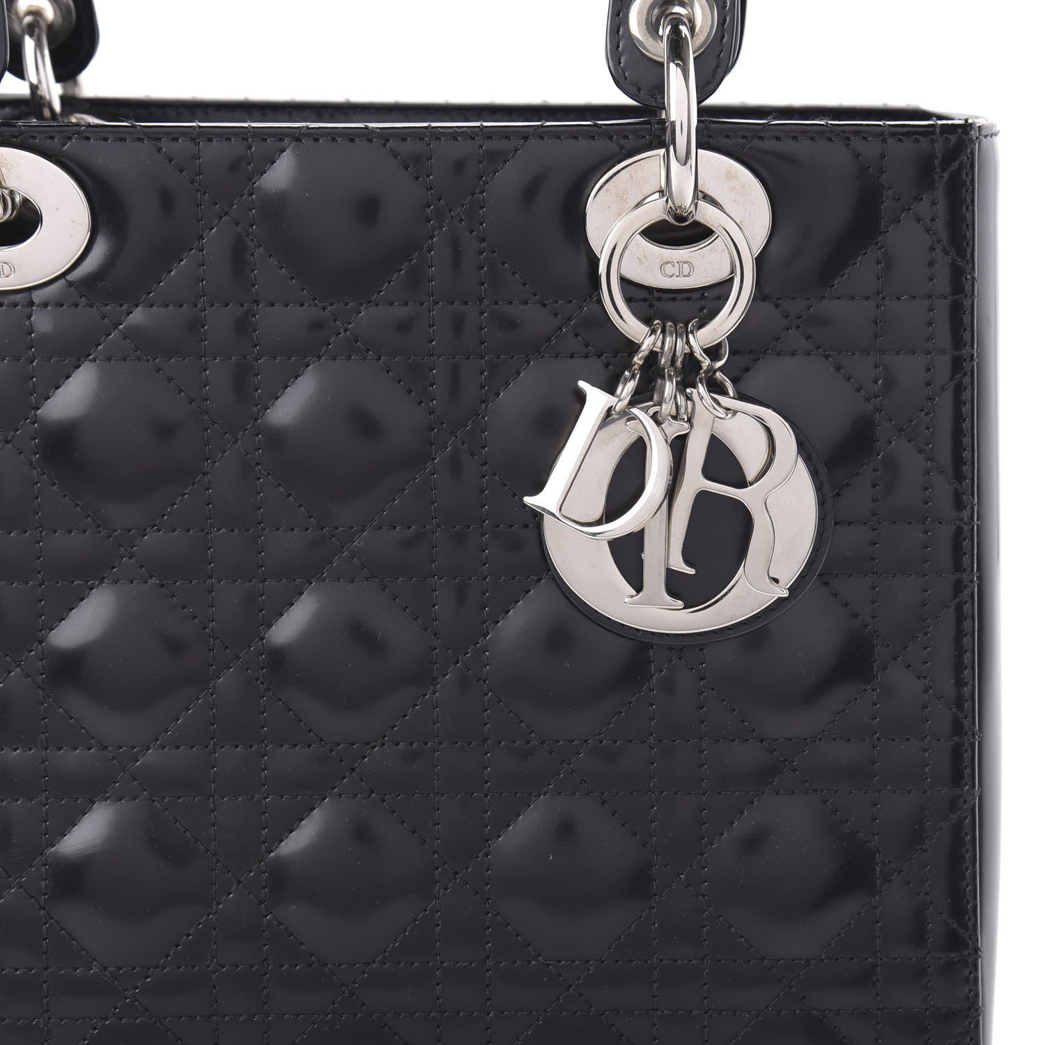 Christian Dior Lambskin Cannage Medium Lady Dior Black 9 of 11