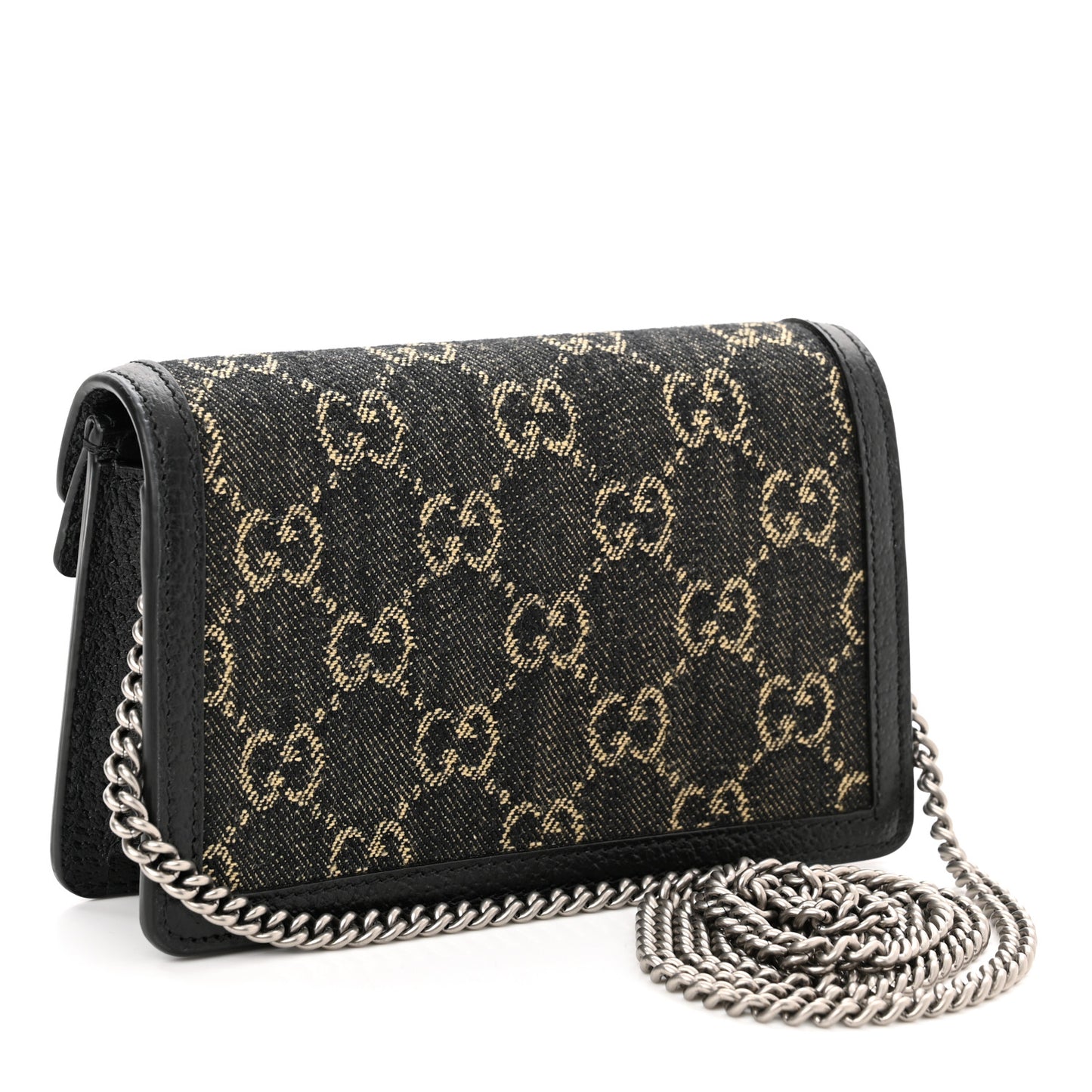 Jacquard Black Denim GG Monogram Super Mini Dionysus Shoulder Bag Black Ivory