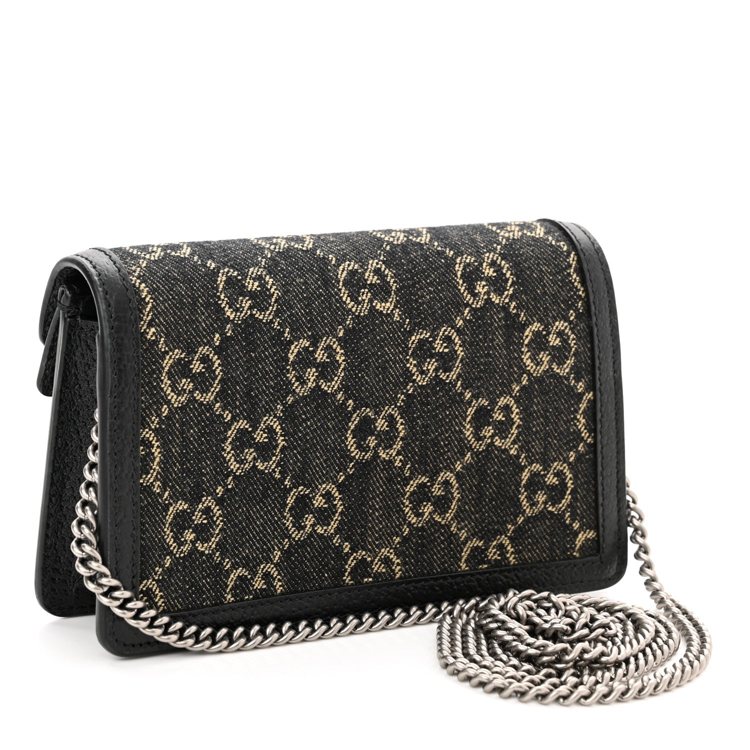 Gucci Jacquard Black Denim GG Monogram Super Mini Dionysus Shoulder Bag Black Ivory 3 of 9