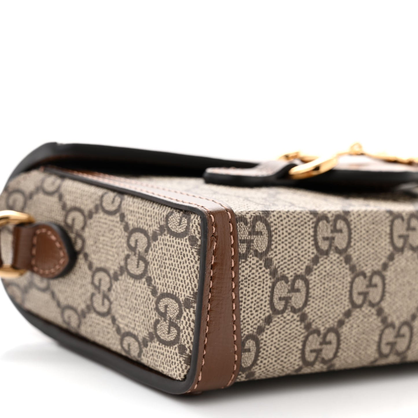 GG Supreme Monogram Mini Horsebit 1955 Shoulder Bag Beige Brown Sugar