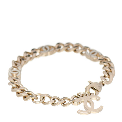 Chanel Enamel Metal CC Chain Bracelet Gold White 1 of 5