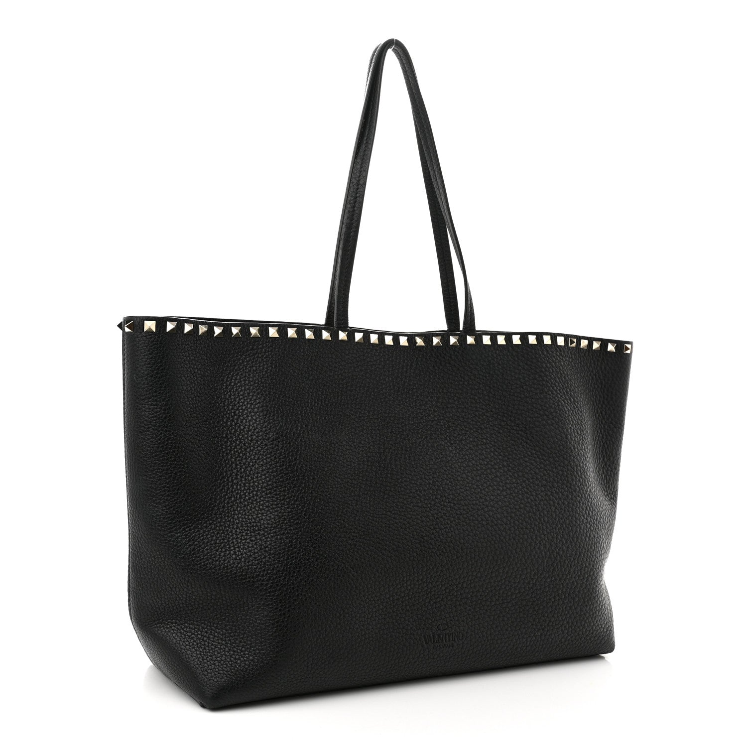 Valentino Garavani Grained Calfskin Rockstud Shoulder Tote Black 3 of 10