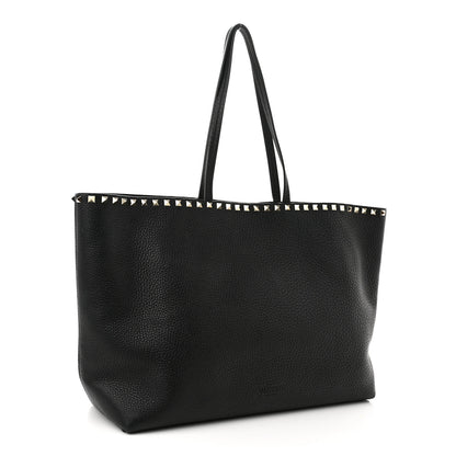 Valentino Garavani Grained Calfskin Rockstud Shoulder Tote Black 3 of 10