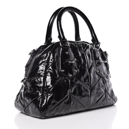 Prada Vernice Chevron Dome Satchel Black 3 of 12