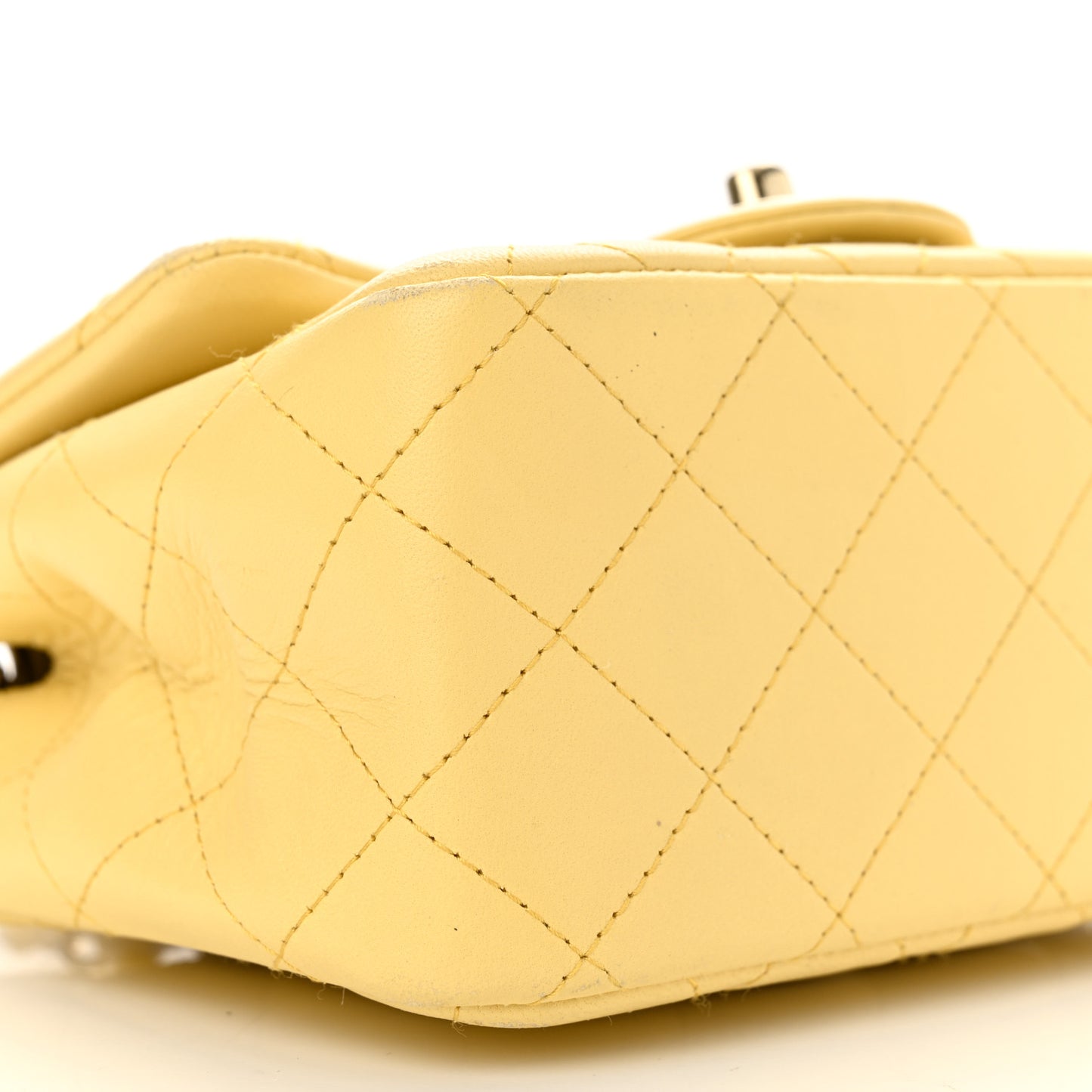 Lambskin Quilted Mini Square Flap Light Yellow