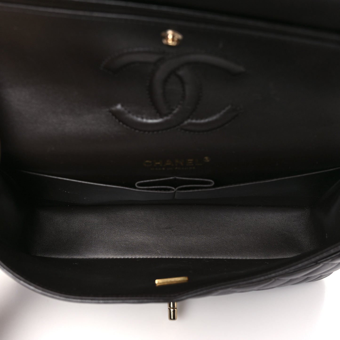 Lambskin Quilted Medium Double Flap Dark Brown