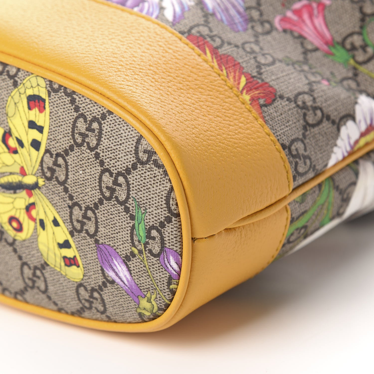 Gucci GG Supreme Monogram Flora Small Ophidia Bucket Bag Beige Multicolor Crop 7 of 10