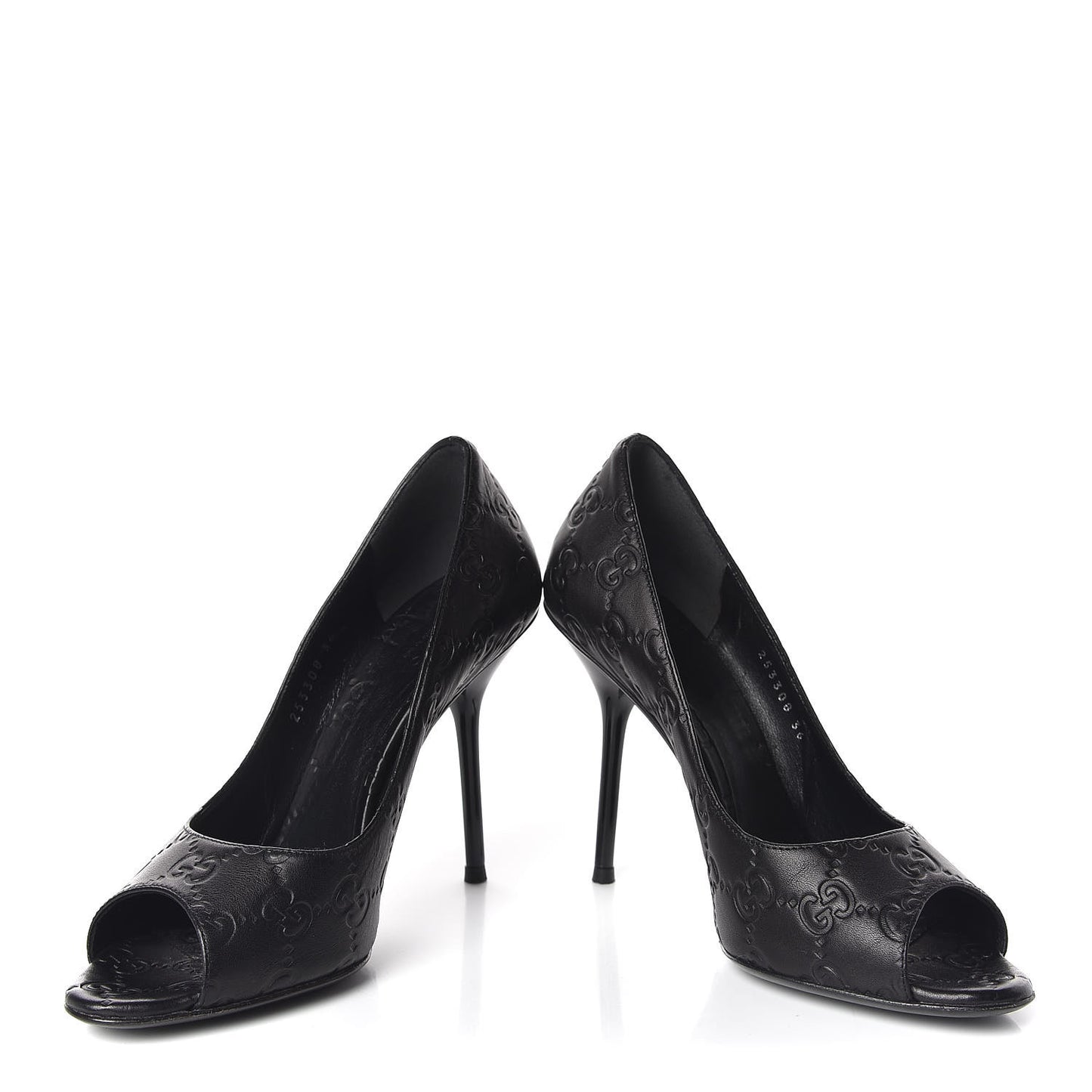 Guccissima GG Peep Toe Heels 36 Black