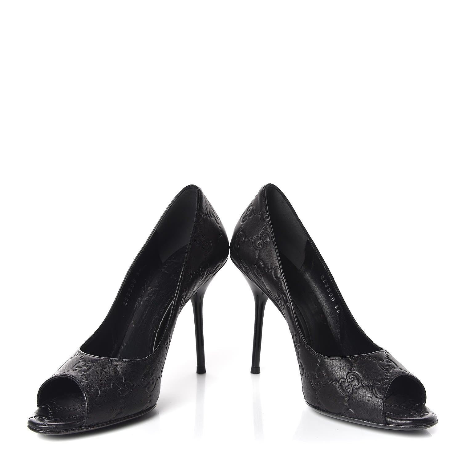 Gucci Guccissima GG Peep Toe Heels 36 Black 5 of 11