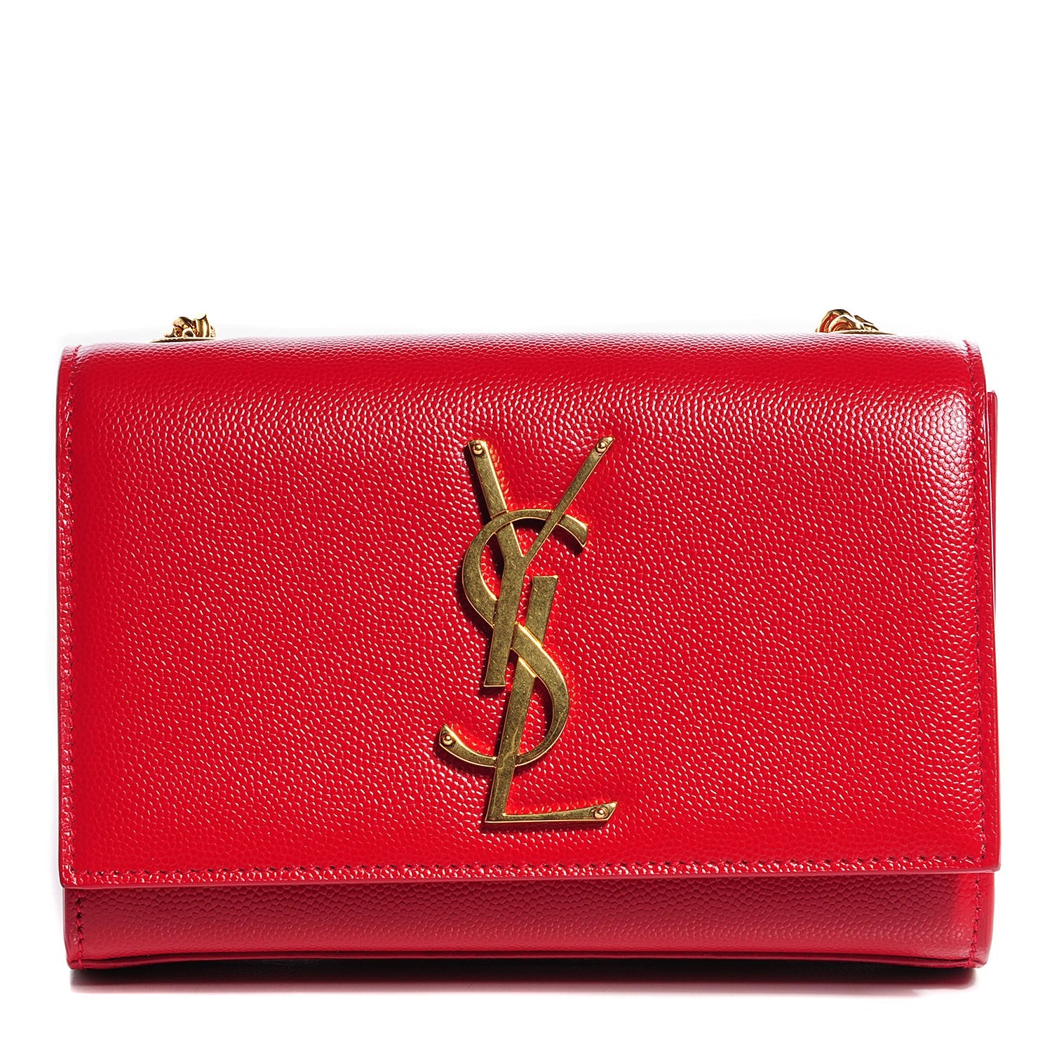 Saint Laurent Grain De Poudre Small Classic Monogram Satchel Lipstick Red 1 of 9