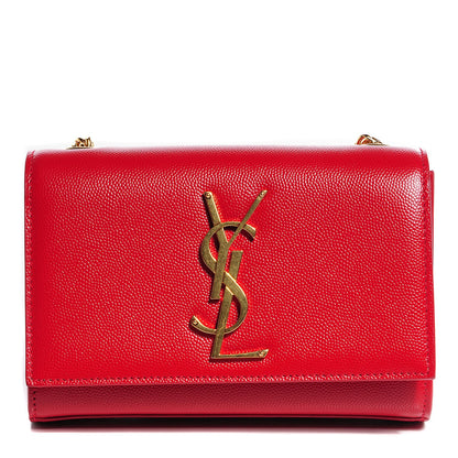 Saint Laurent Grain De Poudre Small Classic Monogram Satchel Lipstick Red 1 of 9