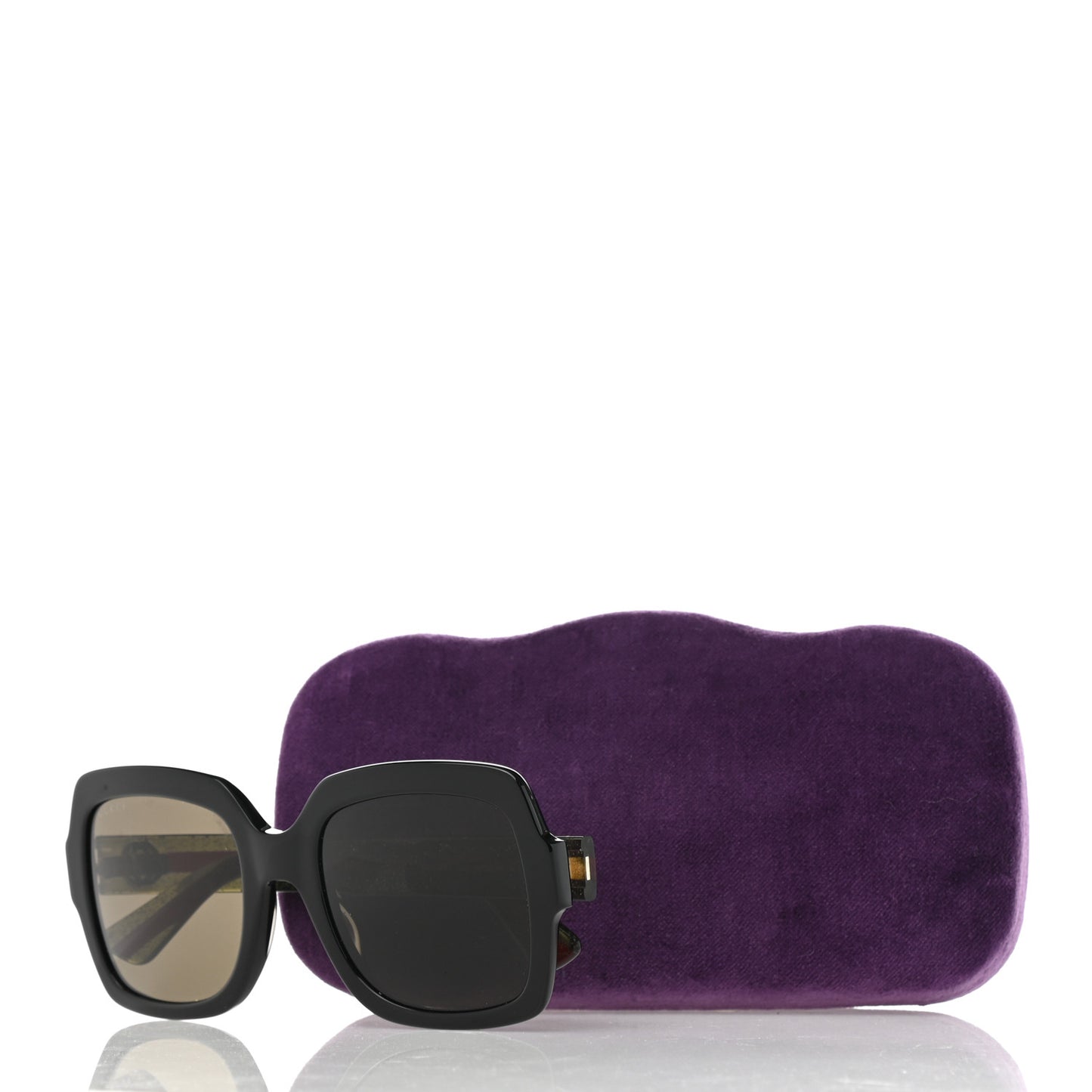 Acetate Square Frame Web Glitter Sunglasses GG0036S Black Green