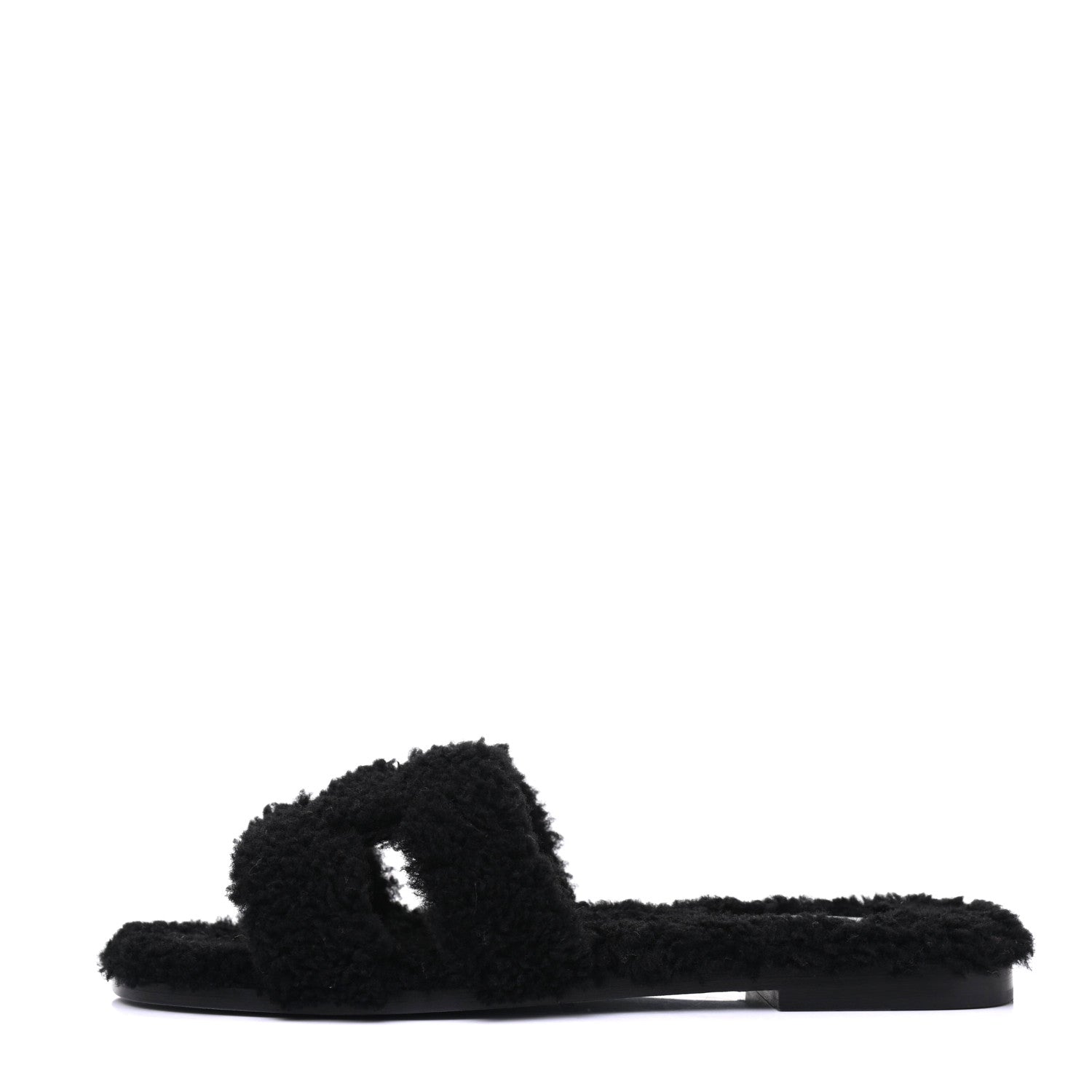 Hermes Woolskin Oran Sandals 38 Black 1 of 10