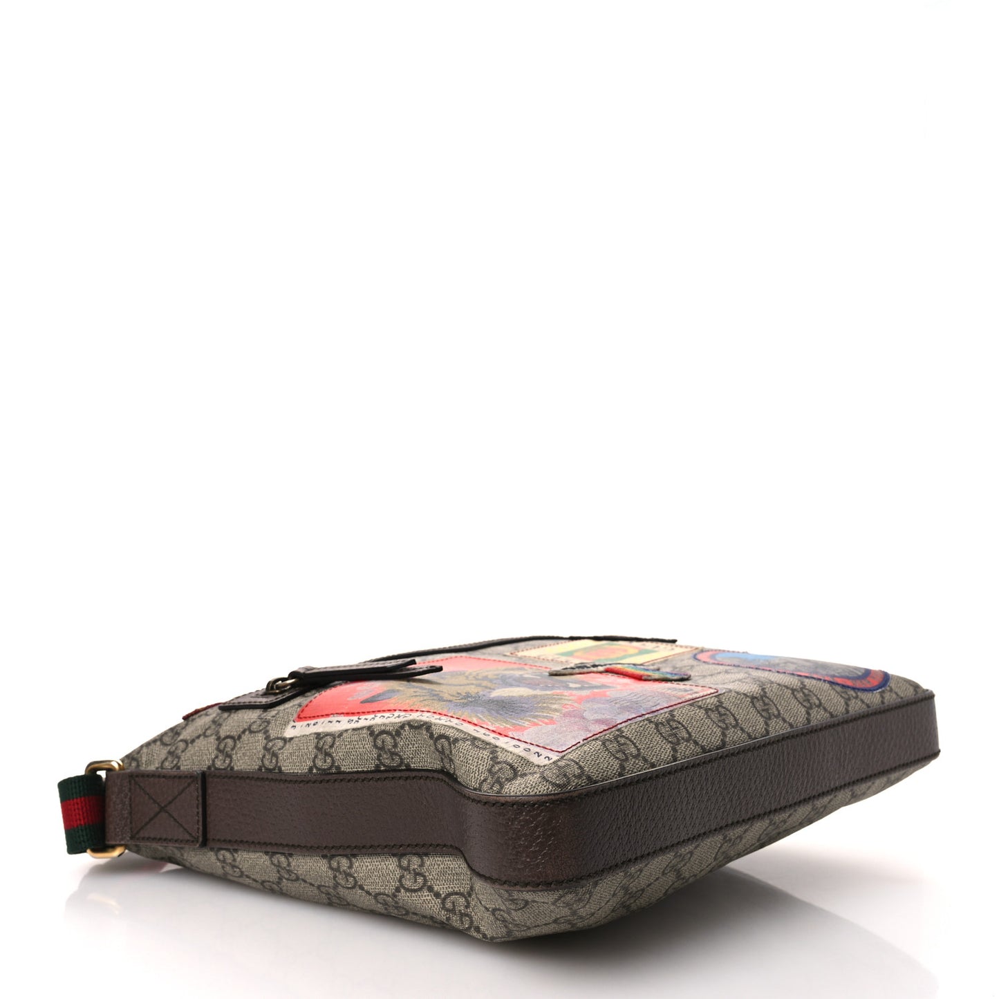 Soft GG Supreme Monogram Courrier Web Medium Flat Messenger Bag Beige New Acero Multicolor