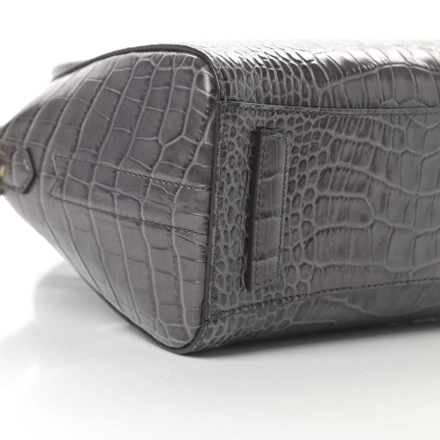 Calfskin Crocodile Embossed Mini Antigona Storm Grey