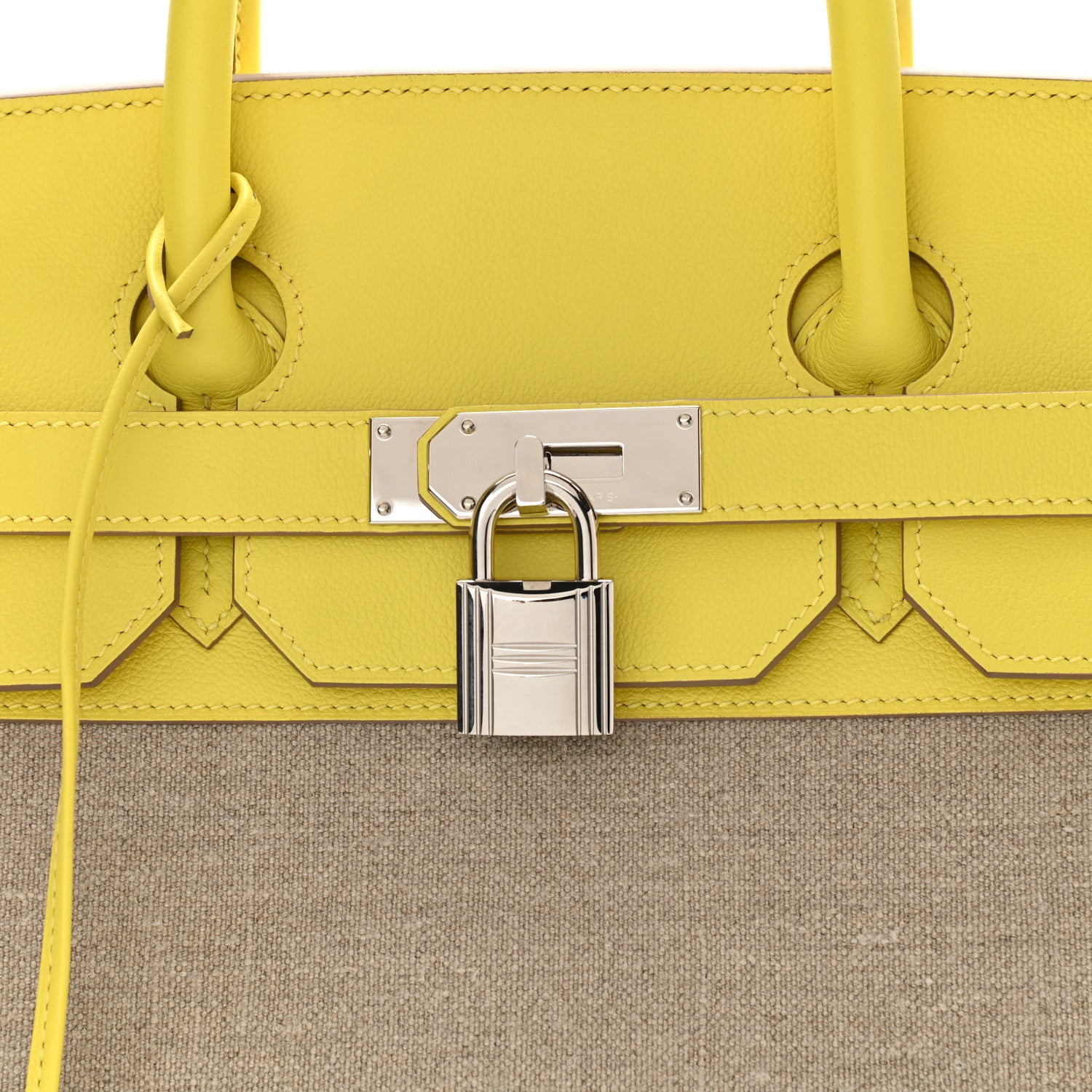 Hermes Toile De Camp Evercolor HAC Birkin 40 Ficelle Lime 8 of 11