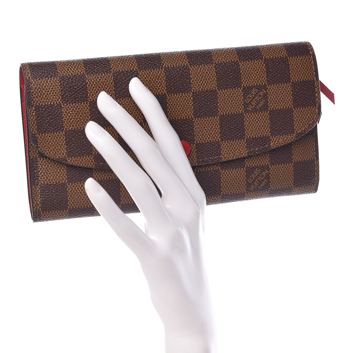 Louis Vuitton Damier Ebene Emilie Wallet Red 2 of 8