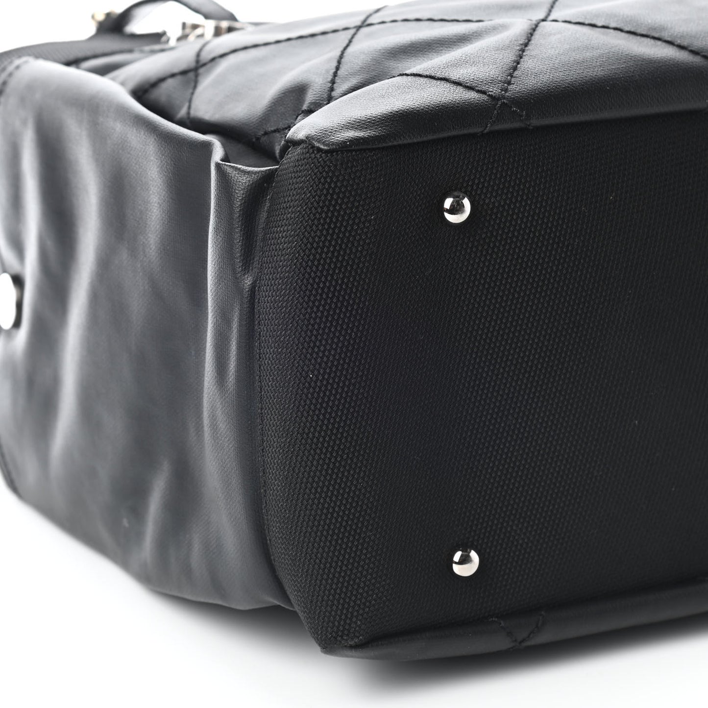 Coated Canvas Quilted Large Paris Biarritz Tote Black