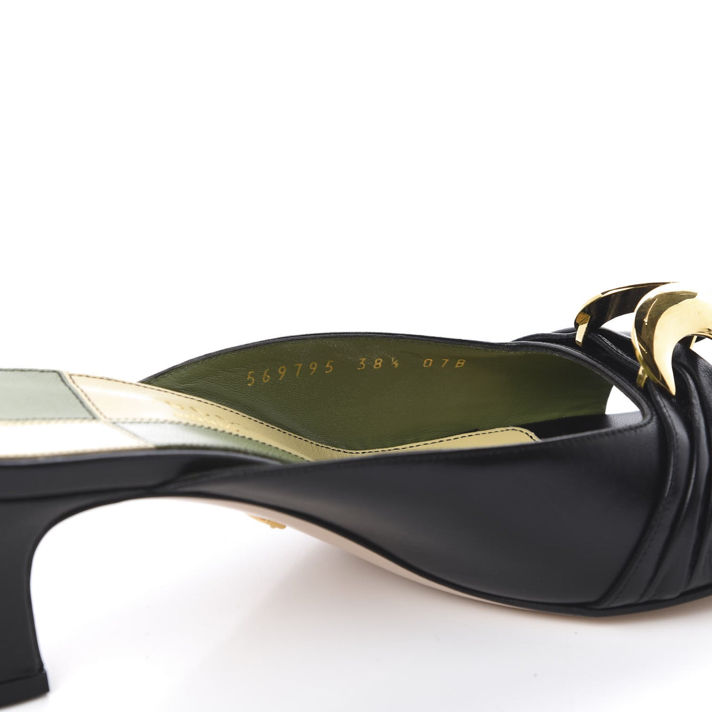 Malaga Kid Half Moon GG Square Toe Slide Sandals 38.5 Black