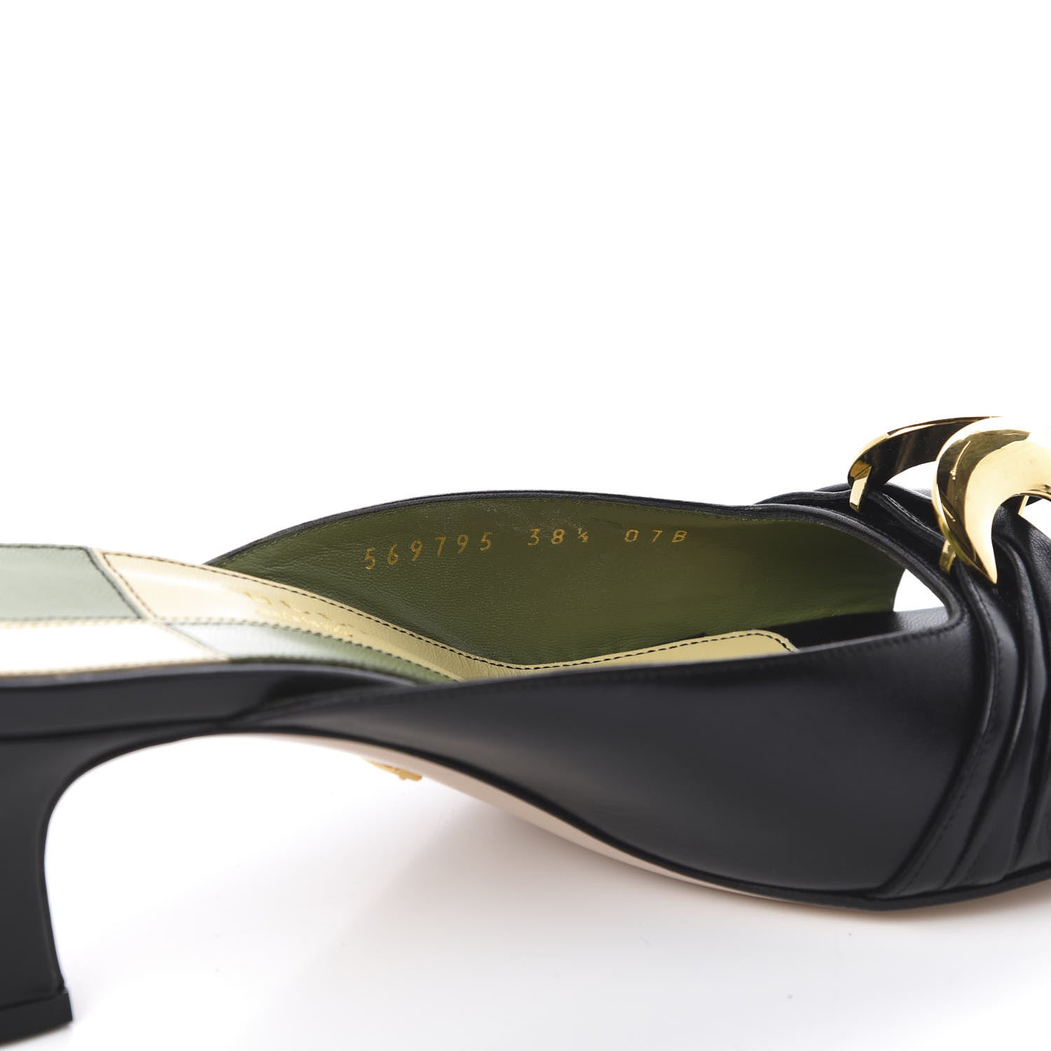 Gucci Malaga Kid Half Moon GG Square Toe Slide Sandals 38.5 Black 6 of 10