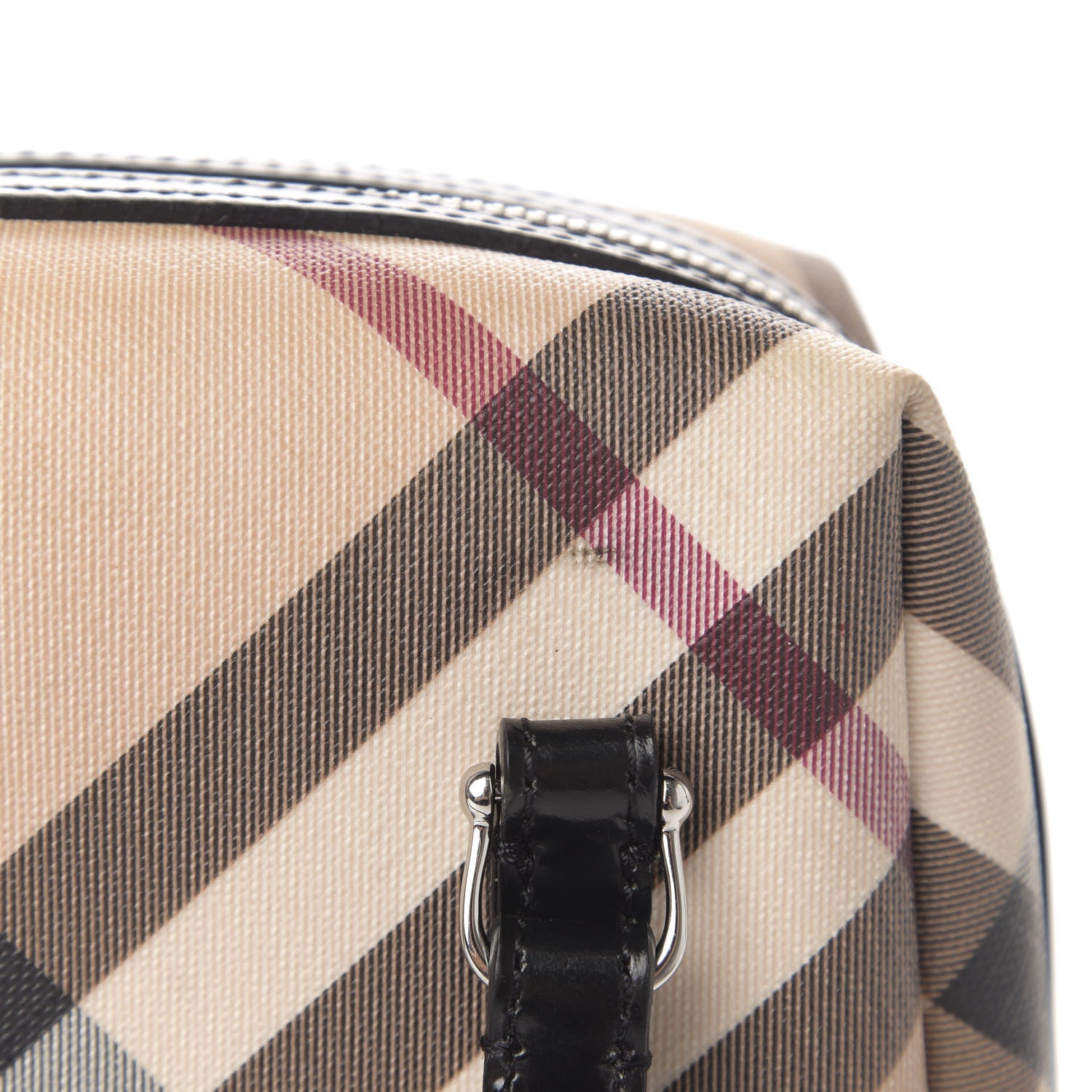Burberry Patent Trim Nova Check Tote Black 10 of 16