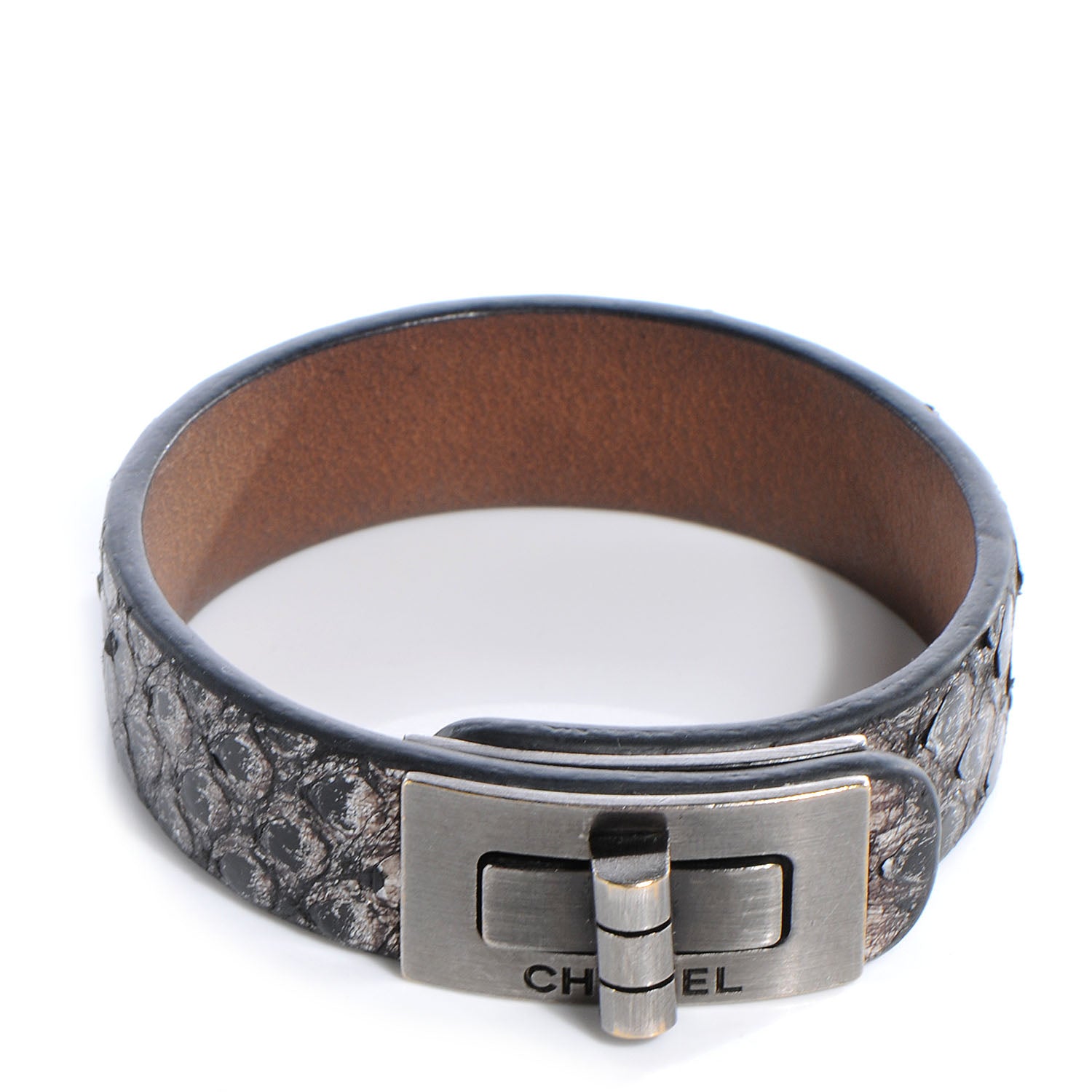 Chanel Python Reissue Turnlock Bracelet Silver 1 of 6