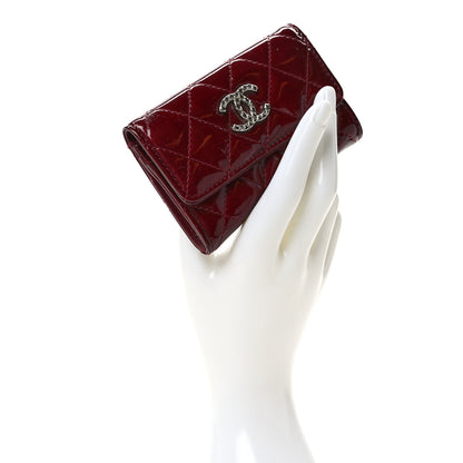 Chanel Patent Brilliant Flap Card Holder Burgundy 2 of 10
