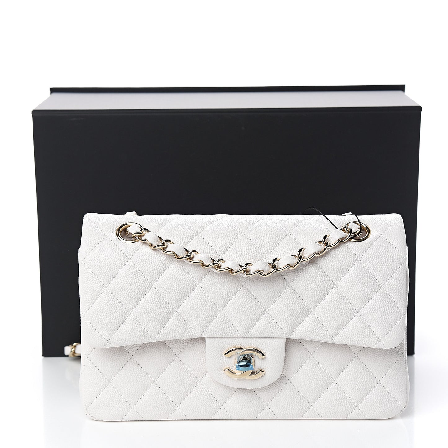 Caviar Quilted Small Double Flap White