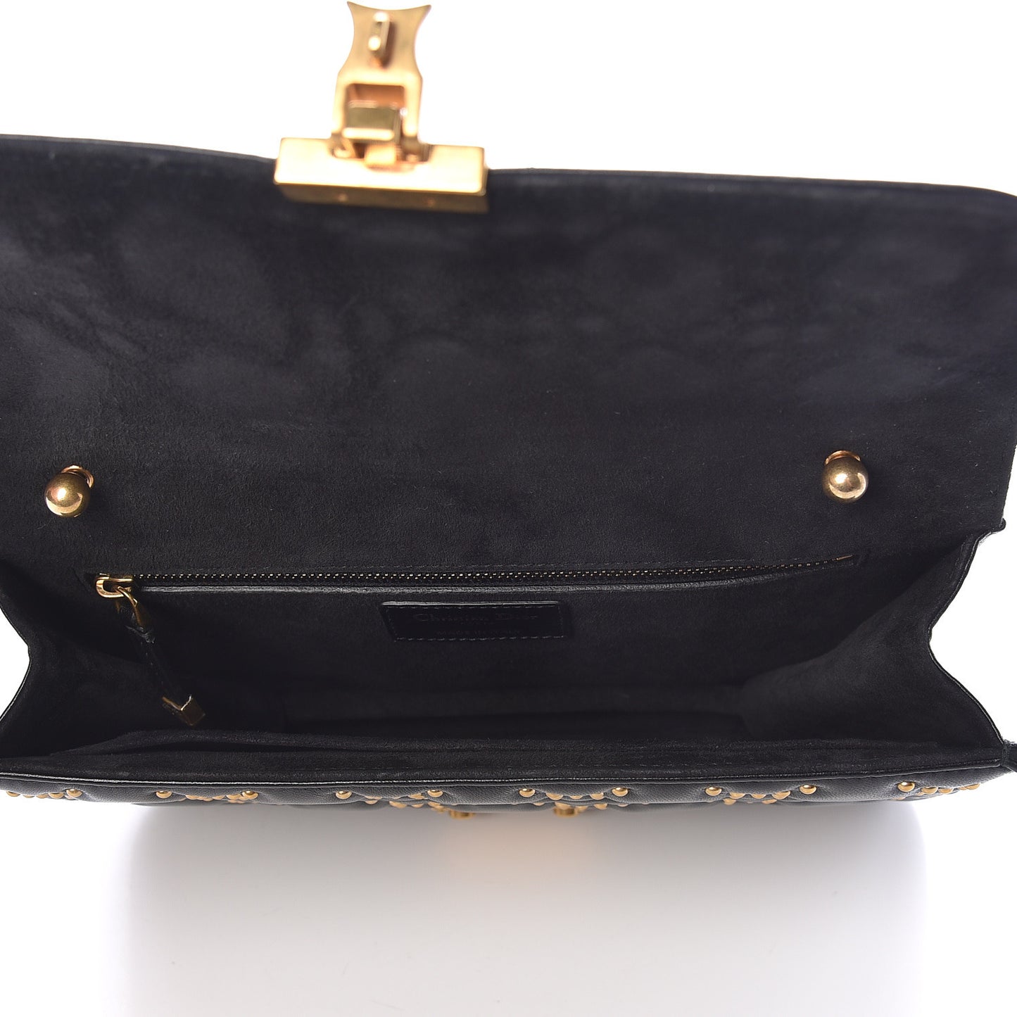 Lambskin Cannage Studded Large Dioraddict Flap Bag Black