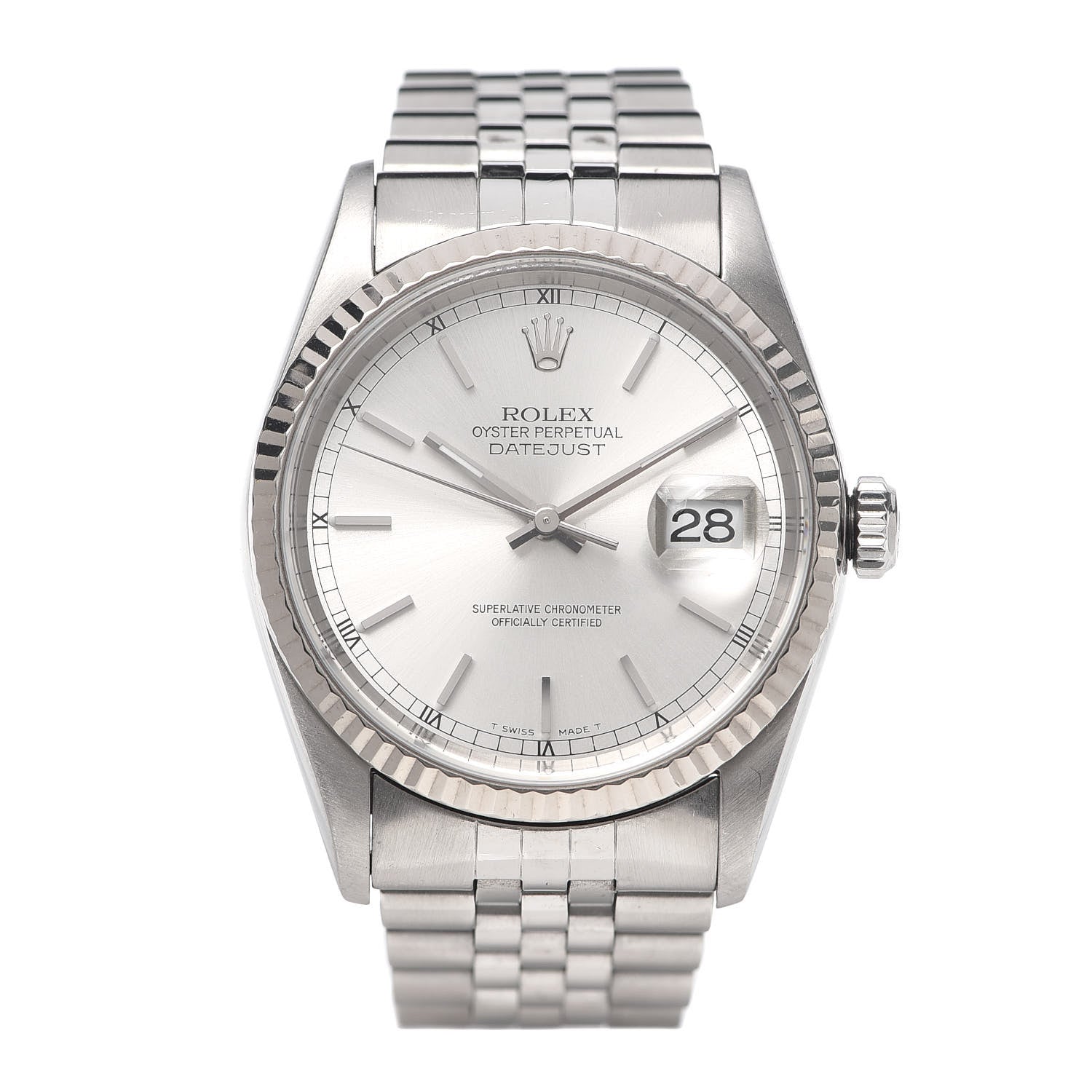 Rolex Stainless Steel 18K White Gold 36mm Oyster Perpetual Datejust Watch Silver 16234 1 of 6