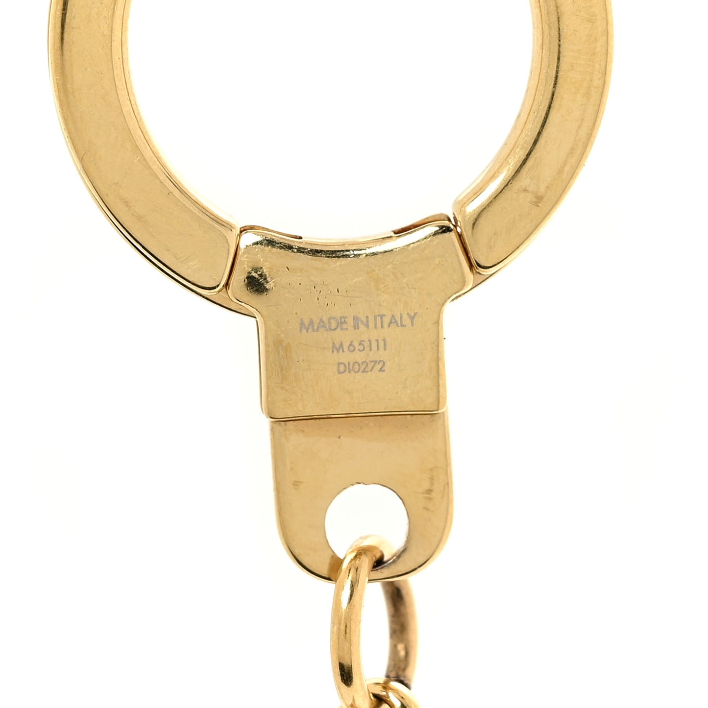 Brass Enamel Fleur De Monogram Bag Charm Chain Gold