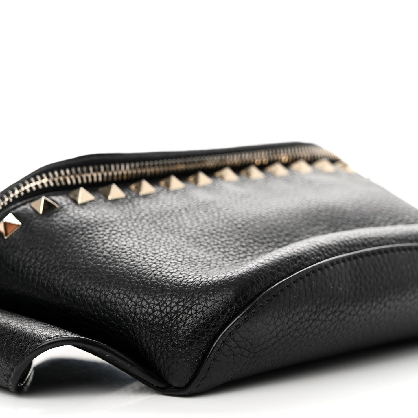Grainy Calfskin Rockstud Belt Bag Black