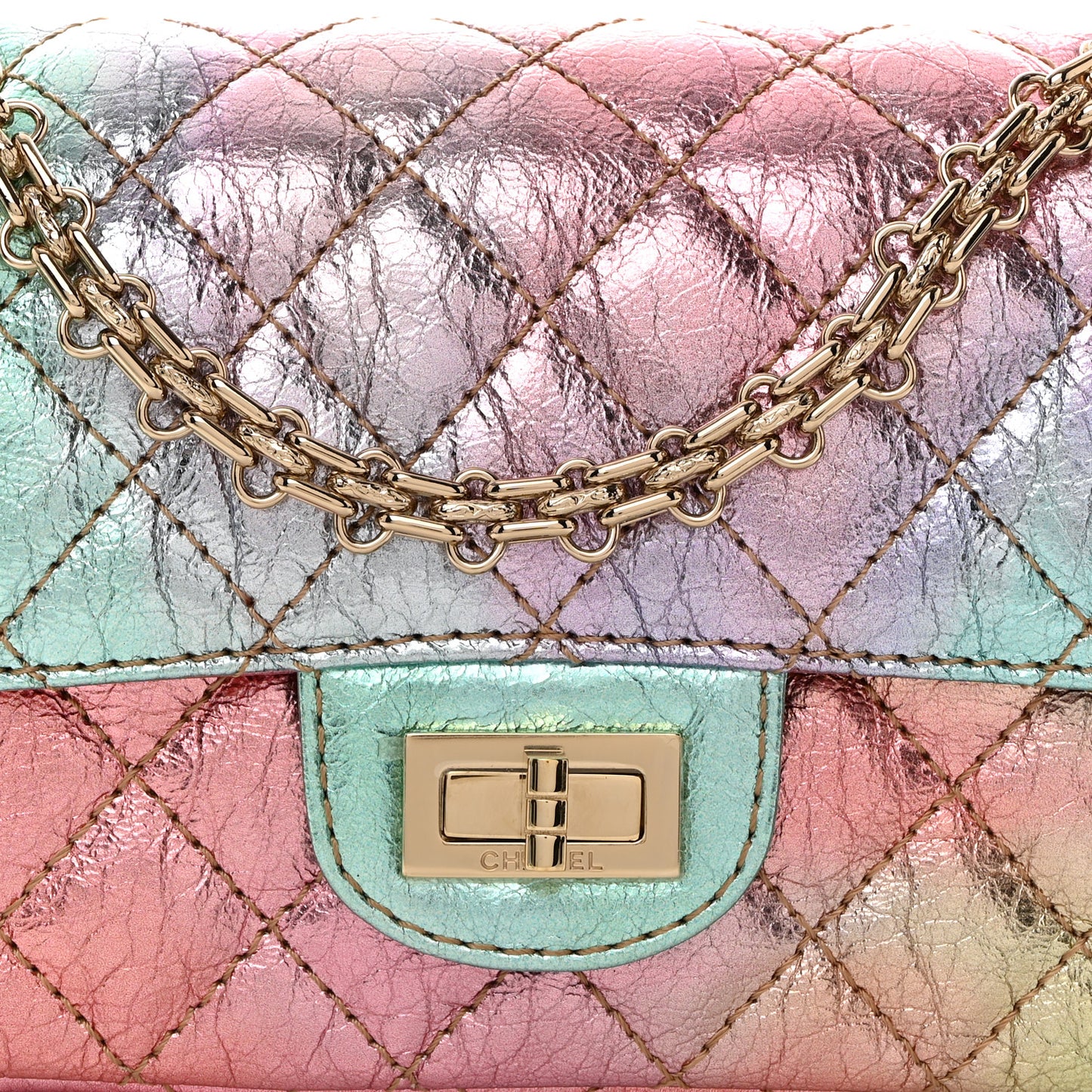 Metallic Goatskin Quilted Mini 2.55 Reissue Flap Multicolor