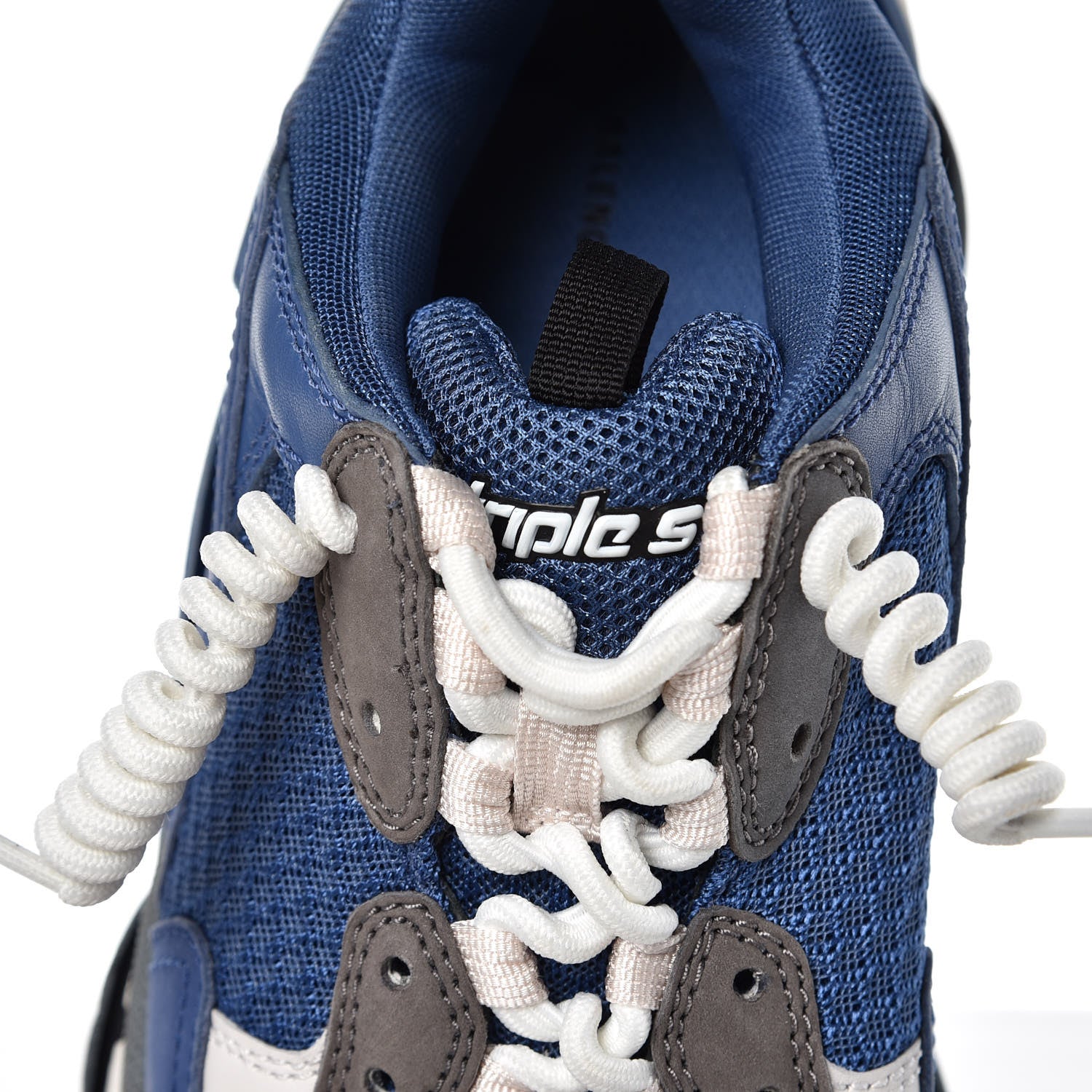 Balenciaga Mesh Nubuck Mens Triple S Sneakers 40 Navy Gris 11 of 12