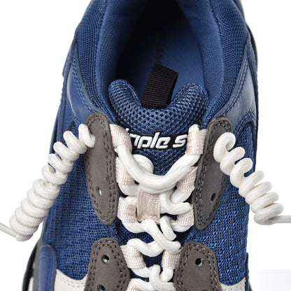 Balenciaga Mesh Nubuck Mens Triple S Sneakers 40 Navy Gris 11 of 12
