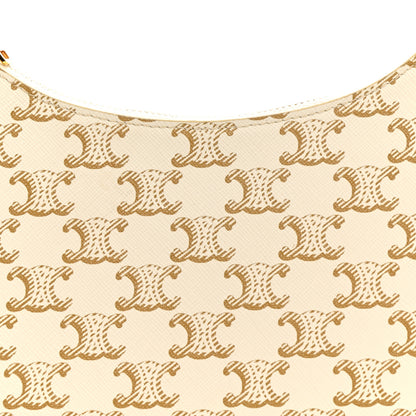 Celine Canvas Calfskin Ava Triomphe Shoulder Bag White 9 of 11