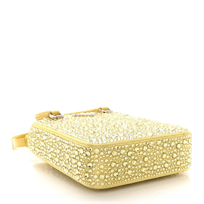 Prada Satin Crystal Metal Triangle Logo Small Double Handle Crossbody Tote Ananas 4 of 11