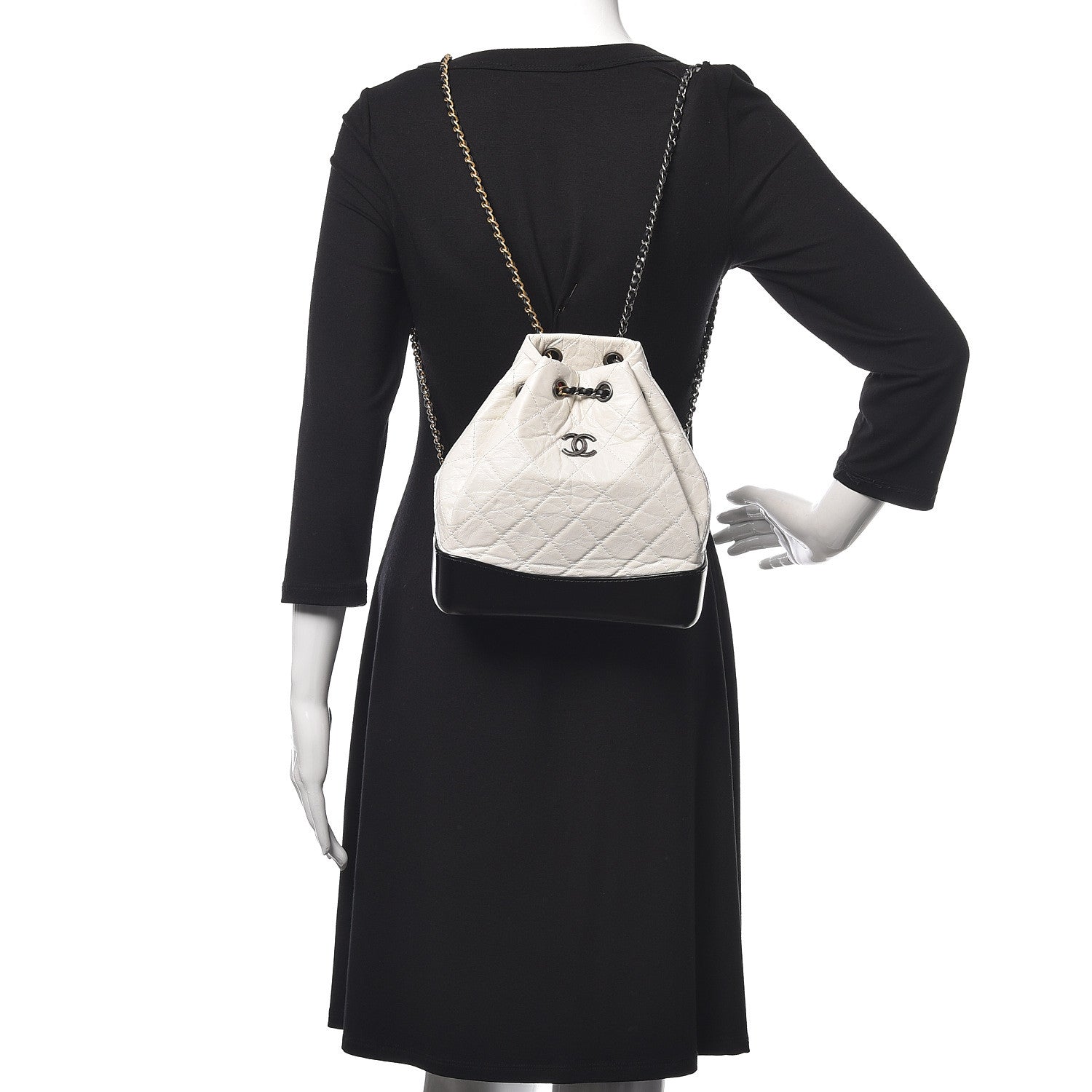 Chanel Aged Calfskin Quilted Gabrielle Backpack Black White 2 of 9