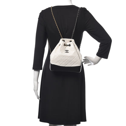 Chanel Aged Calfskin Quilted Gabrielle Backpack Black White 2 of 9