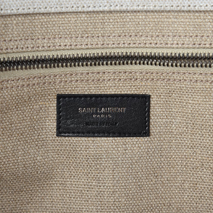 Saint Laurent Linen Calfskin Rive Gauche Tote Optic White 6 of 9