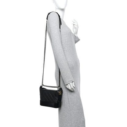 Chanel Aged Calfskin Quilted Small Gabrielle Hobo Black 2 of 10