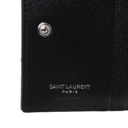 Saint Laurent Grain De Poudre Matelasse Chevron Monogram Zipped Card Case Black 6 of 12