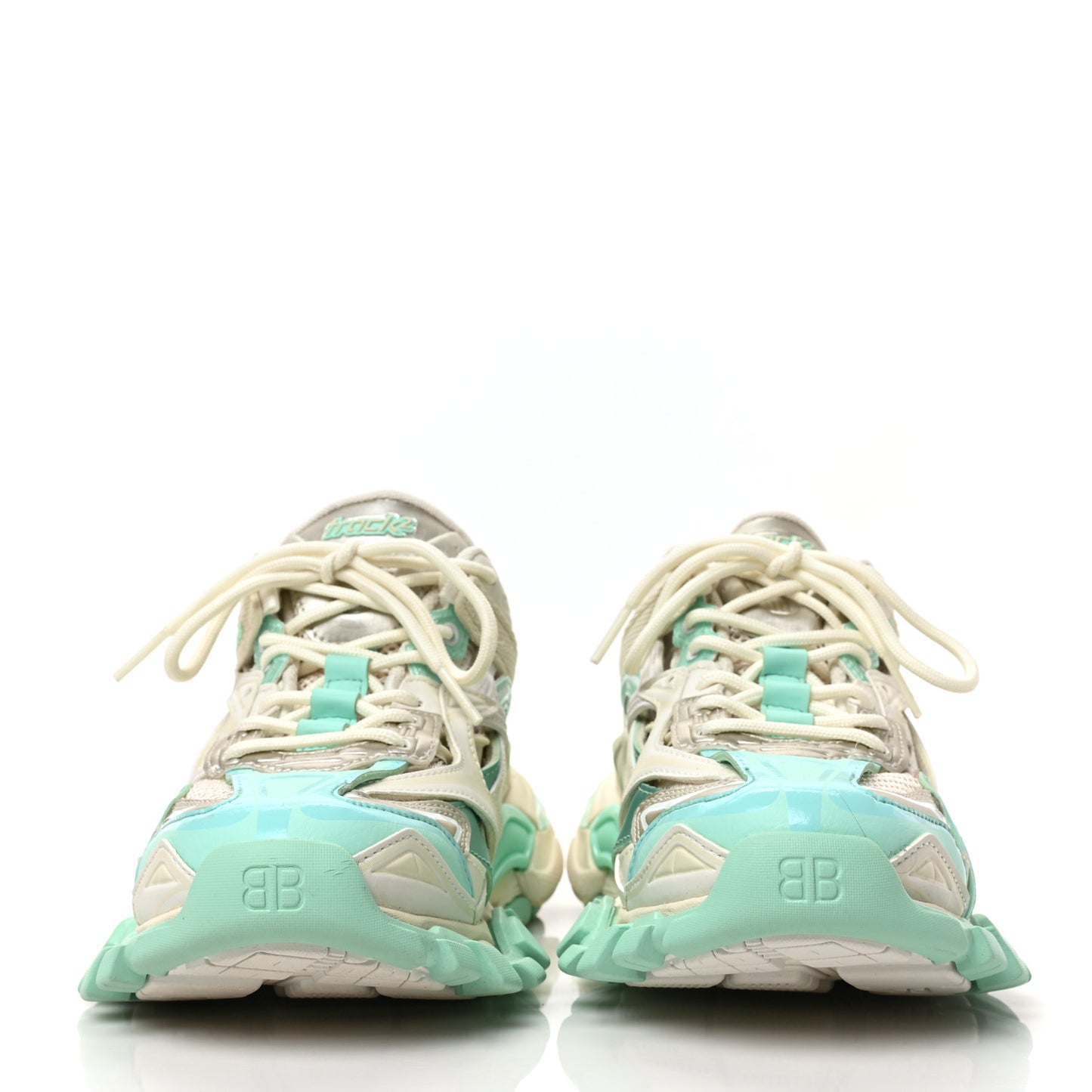 Rubber Mesh Tri-Color Womens Track.2 Open Sneakers 38 Mint Light Beige Grey