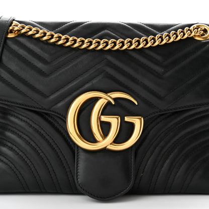 Gucci Calfskin Matelasse Medium GG Marmont Shoulder Bag Black 8 of 11