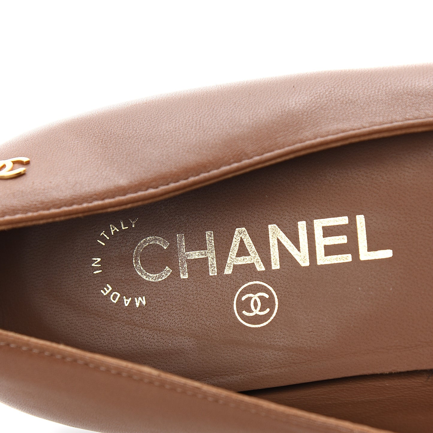 Lambskin Cap Toe Ballerina Flats 40.5 Camel Black