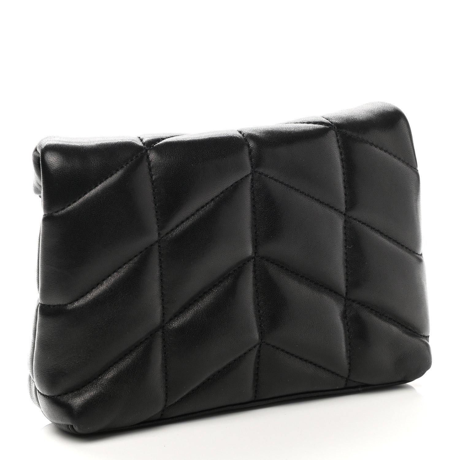 Saint Laurent Lambskin Monogram Loulou Puffer Pouch Clutch Black 2 of 9