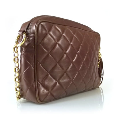 Chanel Quilted Lambskin Tassel Camera Case Brown 3 of 11