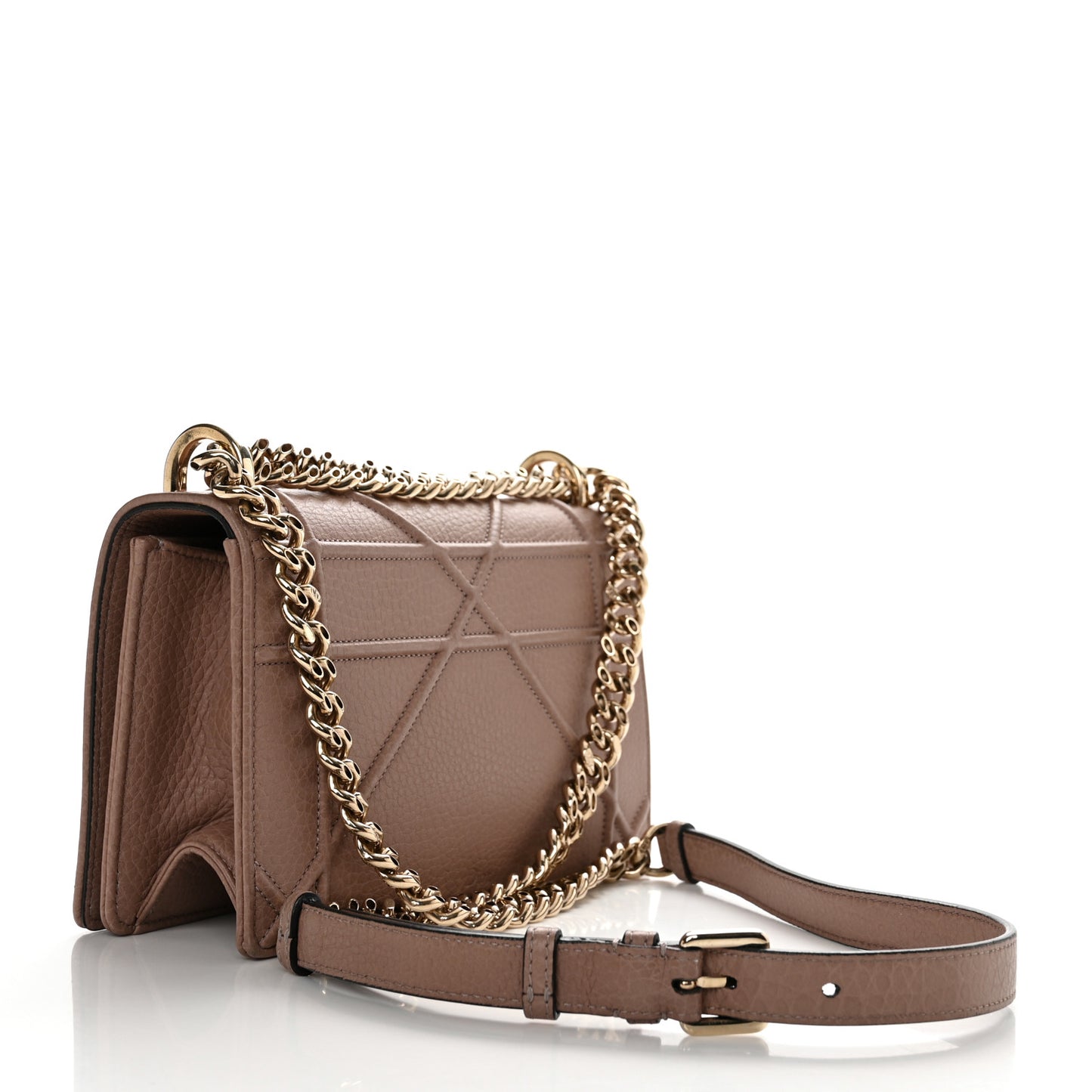 Grained Calfskin Small Diorama Flap Bag Taupe