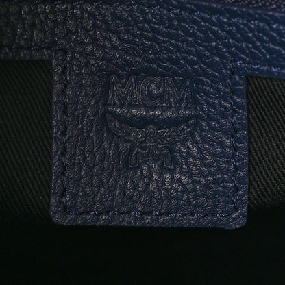 MCM Grained Calfskin Camouflage Small Aren Tote Navy 6 of 10