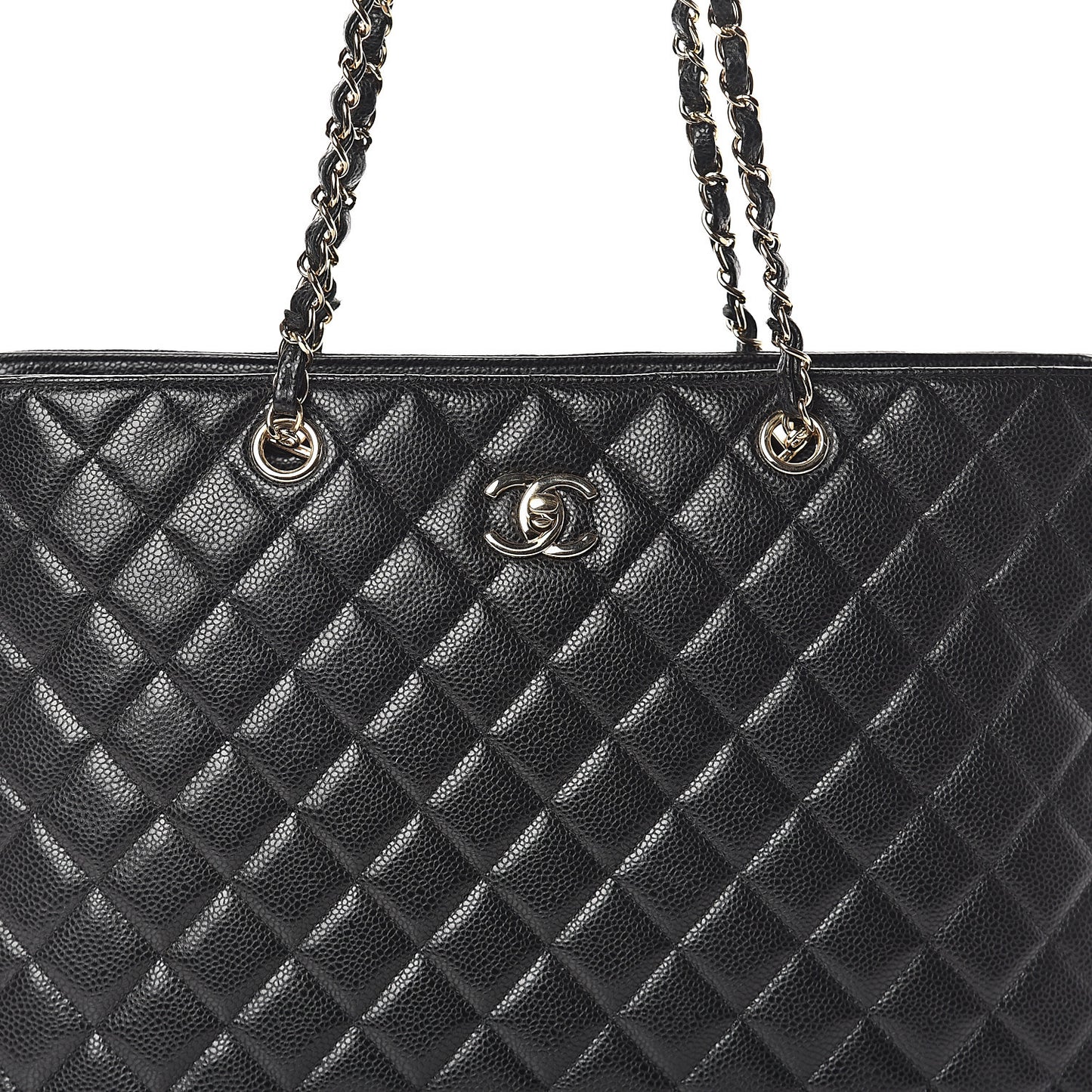 Caviar Quilted Large Shopping Tote Black